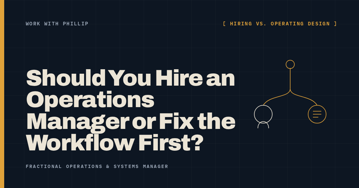Work With Phillip article cover: Should You Hire an Operations Manager or Fix the Workflow First?