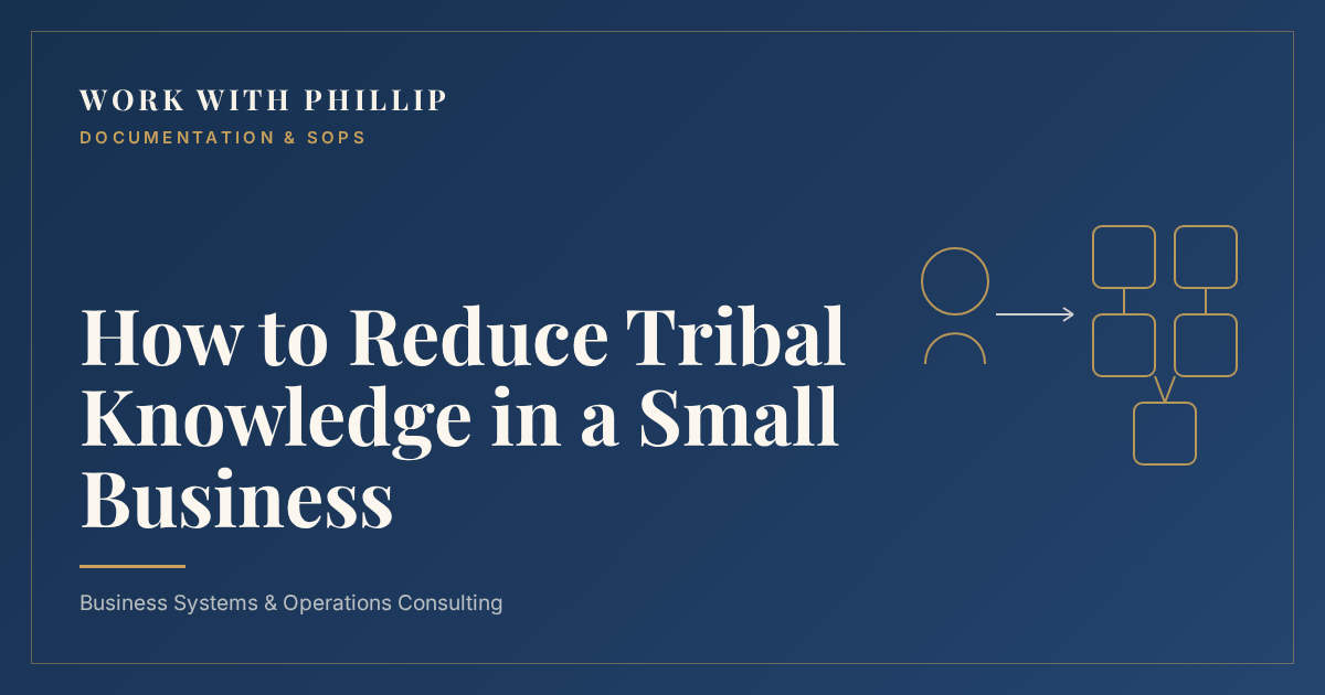 Work With Phillip article cover: How to Reduce Tribal Knowledge in a Small Business